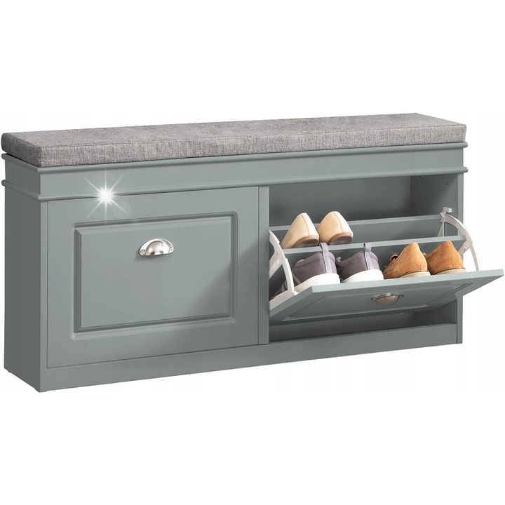 Cipőpad, szekrény, két rekesszel, szürke, 104x52x24cm