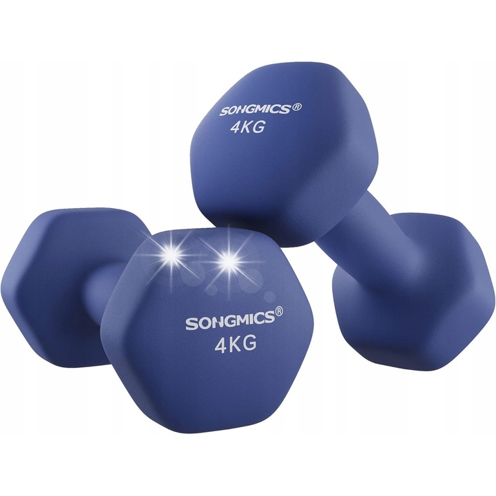 Set doua gantere neopren, 4 kg, culori energice, antrenament fitness, sala de forta