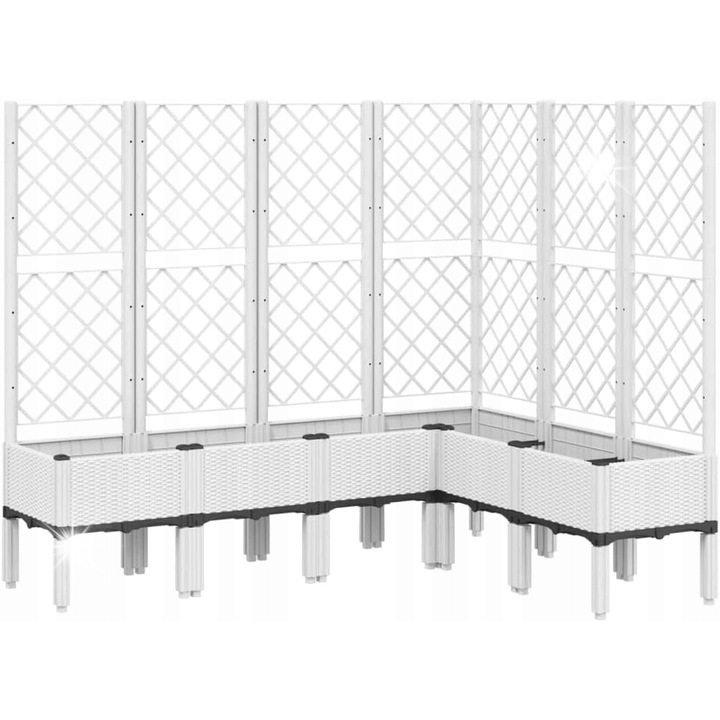 Ghiveci de gradina cu suport, 160x40x142cm, alb (imitatie rattan)
