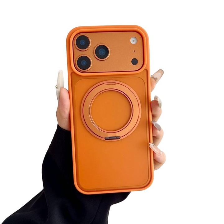 Telefon tok, 360 fokos mágneses tartóval, átlátszó, ütésálló, Apple iPhone 16 Pro Max készülékhez