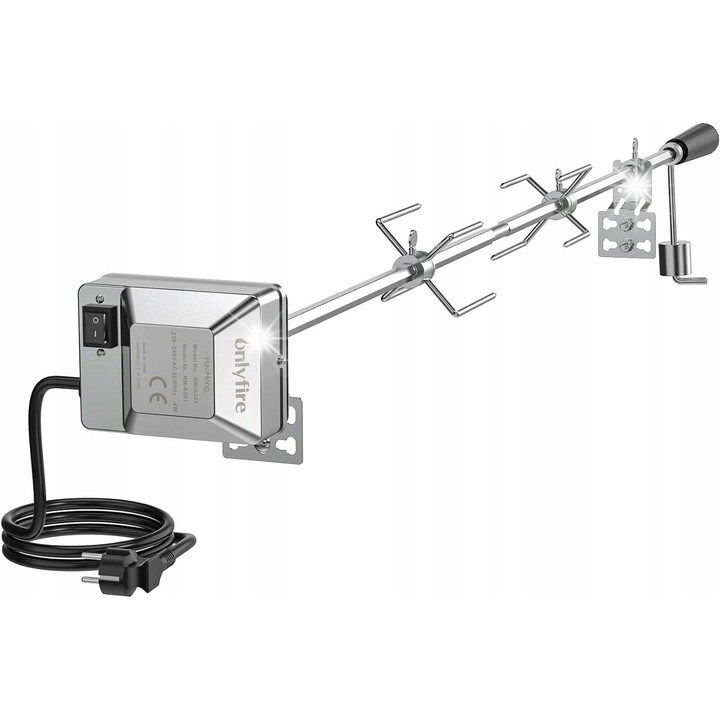 Set Rotisor Electric pentru Gratar, 128cm, inox, Ideal pentru Carne de Pana la 15kg