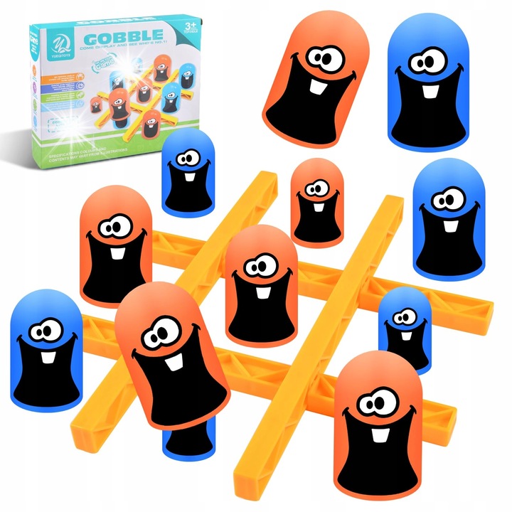 Set Joc Tic Tac Toe, 4 benzi, 18 elemente, culori intense, interactiv, educativ