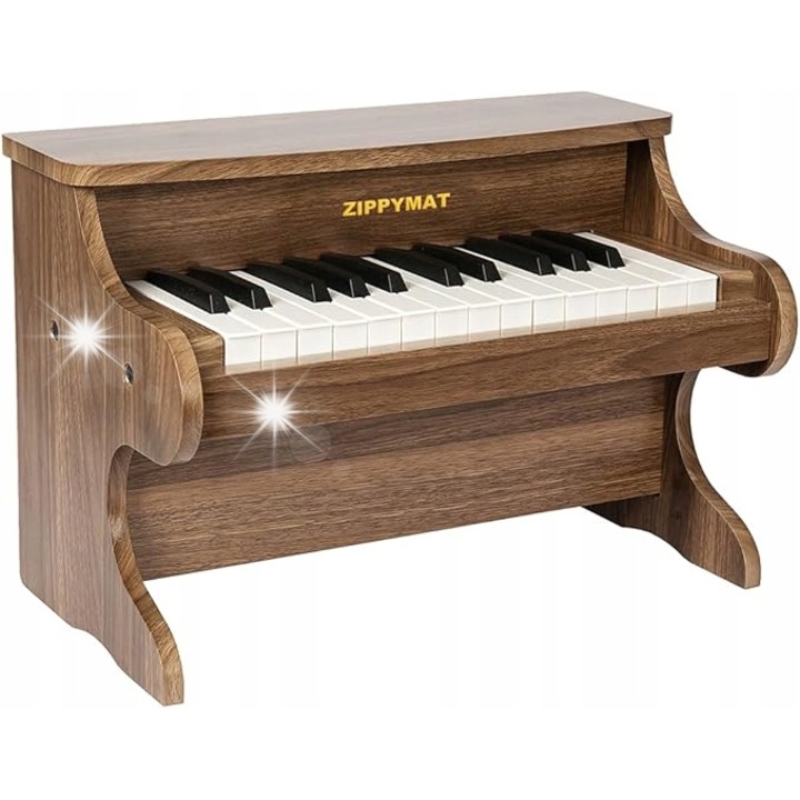Pianino digital pentru copii ZIPPY MAT, 25 clape, 2 octave, culoare lemn natural, set cu carticica si autocolante