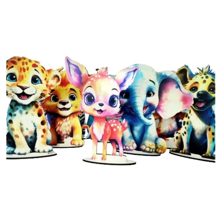 Set 12 Figurine Safarii, Decor masa Botez, Inaltime 30 cm