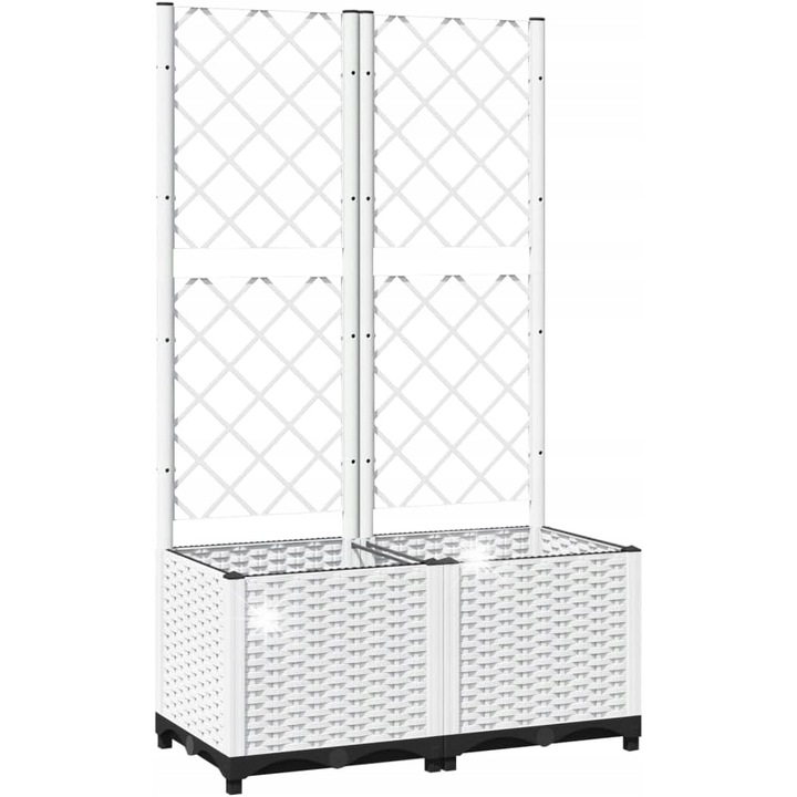 Ghiveci cu suport pentru plante, alb, 80x40x136cm, ideal pentru flori si plante cataratoare