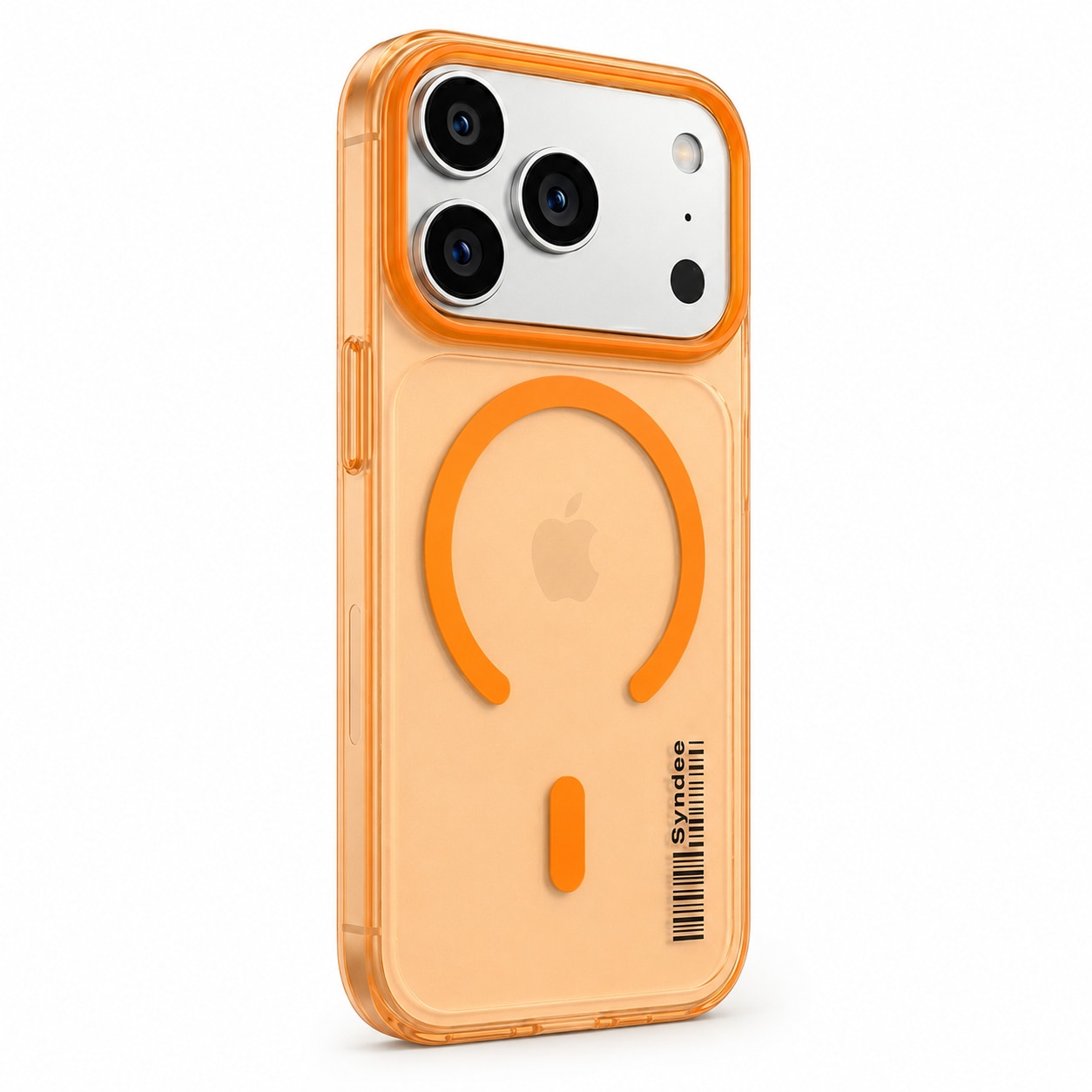 Husa pentru iPhone 17 Pro, MagSafe, Ultra Slim si Usoara, Spate Mat Translucid, Textura Placuta la Atingere, Portocaliu/Transparent
