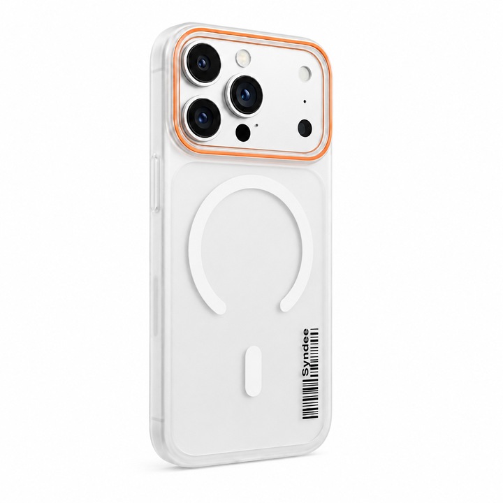 Husa pentru iPhone 17 Pro Max, MagSafe, Ultra Slim si Usoara, Spate Mat Translucid, Textura Placuta la Atingere, Alb/Transparent