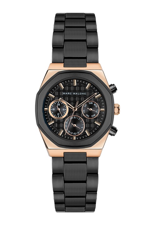 Marc Malone, Двуцветен мултифункционален часовник, Черен, Бронз