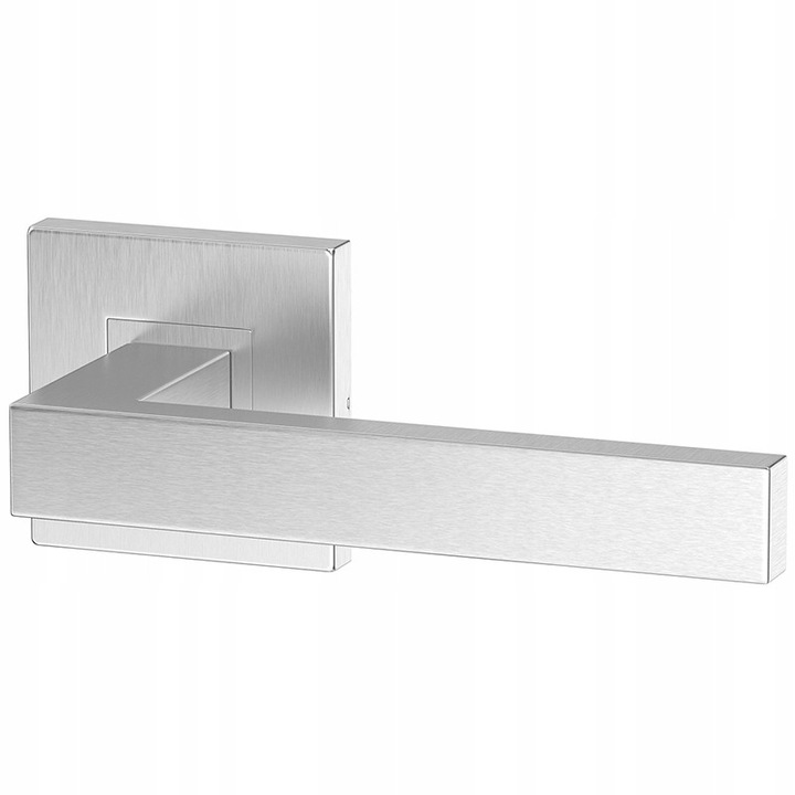 Clanta patrată ErgoLine, inox, finisaj satinat, set complet pentru uși interioare, 8x8 mm