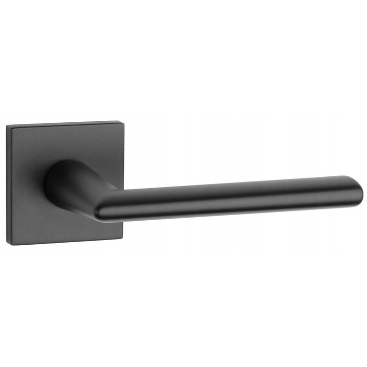 Mâner ușă set Primula Q Slim Enger, negru mat, rozete 52x52mm, grosime 7mm