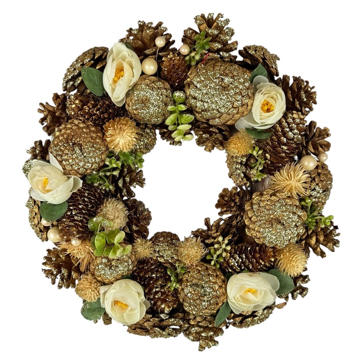 Коледни венци "Златни" 34x34x8.5