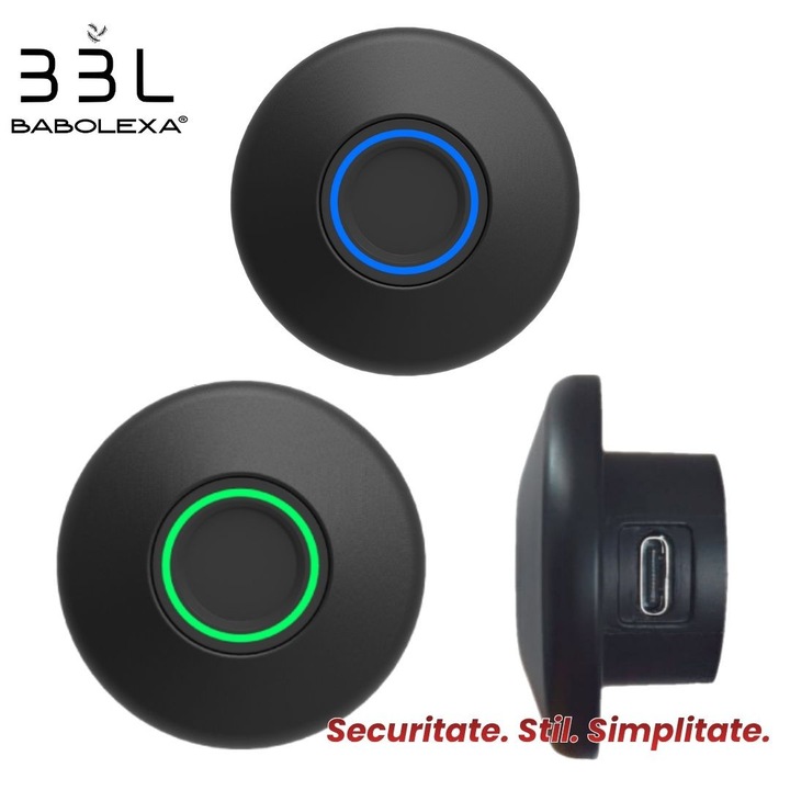 Incuietoare Inteligenta cu Amprenta BABOLEXA® F022, Senzor Biometric Rapid si Precis, Fara Cheie, Protectie Copii, Documente, Valori, Design Minimalist, Alimentare 3×AAA, Autonomie Extinsa, Instalare Usoara, pentru Sertare, Dulapuri si Vestiare, Neagra