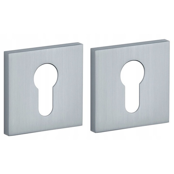 Rozetă pătrată Enger STILE, crom satinat, set complet, 52x52mm