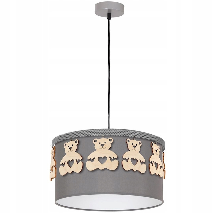 Lampa Suspendată Milagro Ursuleț, Gri, 37x37cm, Înălțime Reglabilă 500-900mm, E27