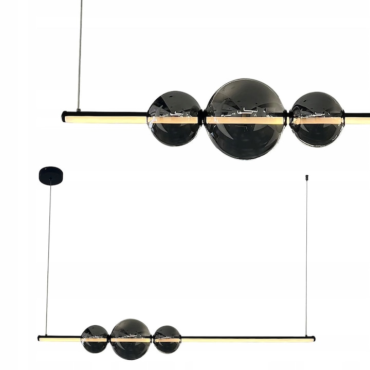 Lampa suspendată MILAGRO KUGEL LED 30W, negru, sticlă, ajustabilă 25-100cm, IP20