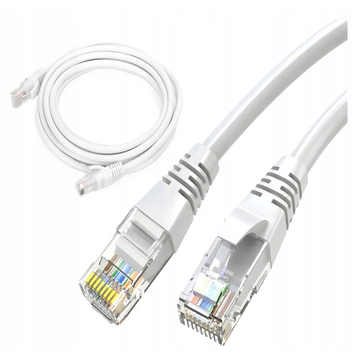 Cablu Ethernet UTP Cat 5e MONTIS 25m alb, conectori RJ45, construit din fire CCA, manta PVC