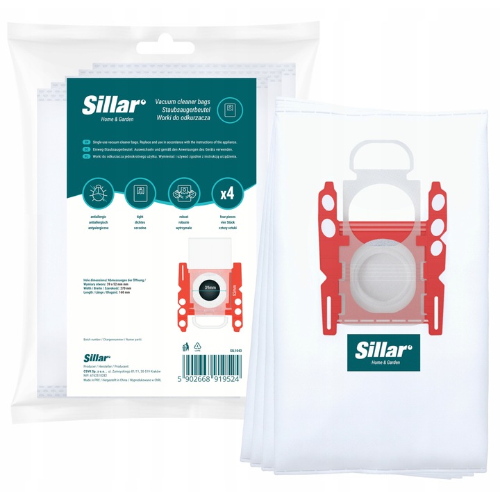 Set 4 saci sintetici pentru aspirator, compatibil cu Bosch GL30 GL45 GL20 Seria 2 4 6 BSD BSGL BGLS G9, Siemens, inlocuire BBZ41FGALL 17000940 17003048