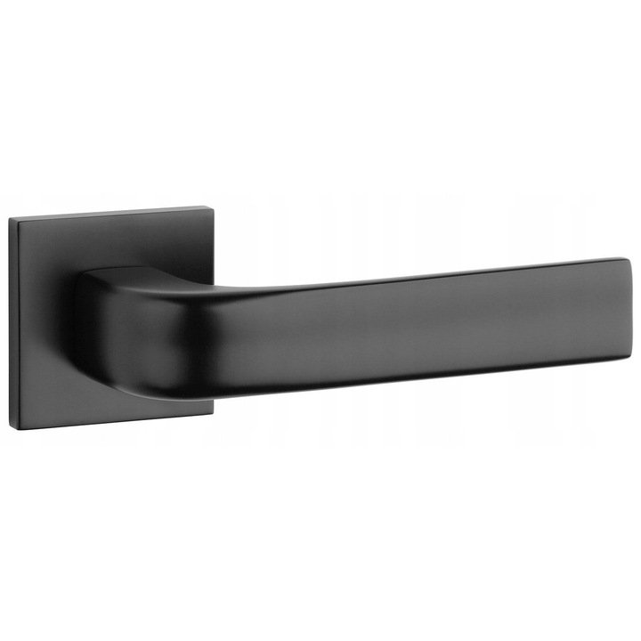 Clantă interioară Jena Slim, negru mat, rozeta pătrată, set complet pentru uși de interior