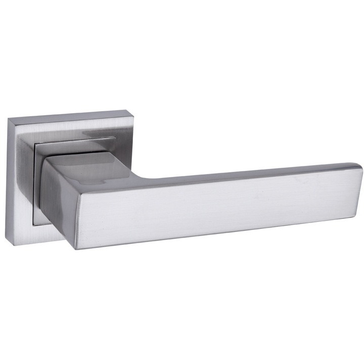 Clanta interior, KUCHINOX, model SAMARIA, satinata, set pentru usi, 130mm, scut 52x52mm