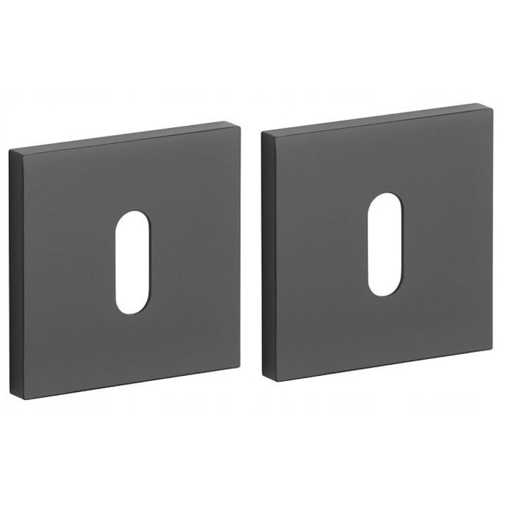Rozeta interioară pătrată Enger, negru mat, pentru uși până la 44 mm, set complet pentru montaj