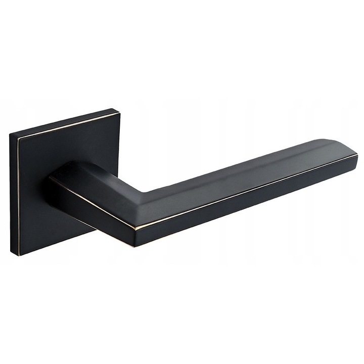 Clantă LIBIA SLIM, KUCHINOX, neagră mată cu margini aurii, 134mm, 53x53mm, set complet de montaj