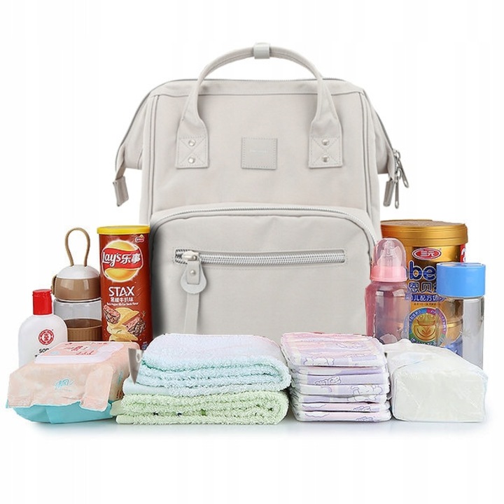 Rucsac matern Himawari HM1213, organizator, gri-bej, impermeabil, 30x45cm