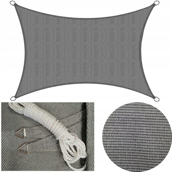 Vela de terasa, Gutex, 5x3m, gri, rezistent la UV