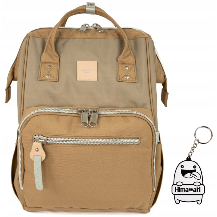 Rucsac Himawari Double Keeper M, maro deschis, material hidrofob, dimensiuni 28x15x40 cm, capacitate 15 litri