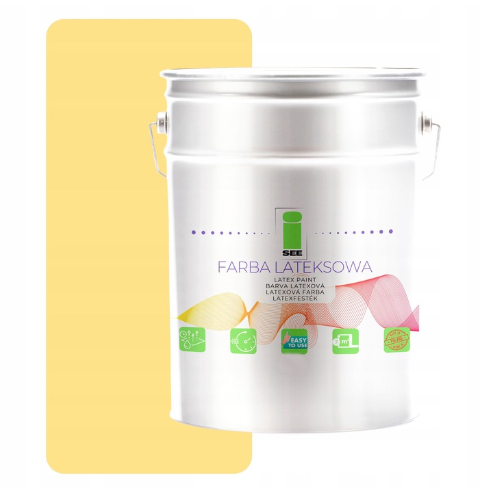 Vopsea lavabila pentru pereti, I SEE, galben deschis, 5L, mata, acoperire 7m2/l