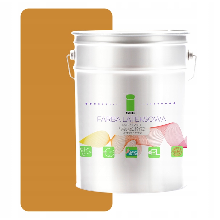 Vopsea lavabila pentru pereti, I SEE, 10L, culoare mustar auriu, mata, acoperire 7m2/l