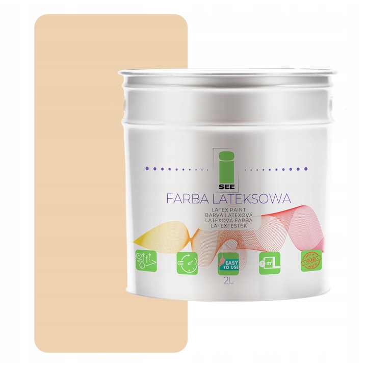 Vopsea lavabila pentru pereti I SEE, bej cald pastelat, 2L, acoperire completa dupa 2 straturi