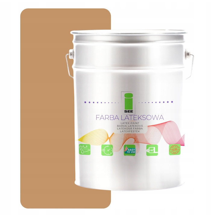 Vopsea lavabila pentru pereti, I SEE, pastel-bej, 10L, acoperire completa dupa 2 straturi