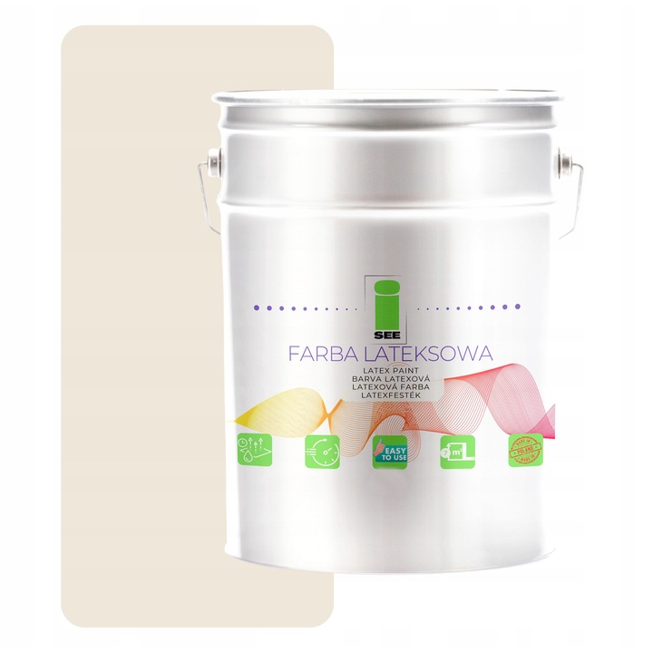 Латексна боя за стени, I SEE, кремава, 10л, пълно покритие след 2 слоя