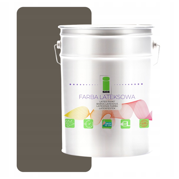 Vopsea lavabila pentru pereti, I SEE, gri, 10L, mata, acoperire completa in 2 straturi