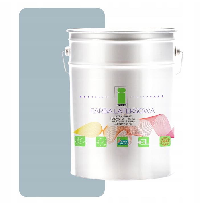 Латексова боя за стени, I SEE, сив нюанс, 10L, пълно покритие в 2 слоя