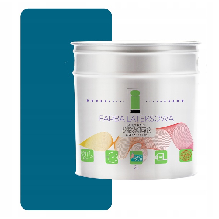 Латексова боя за стени, I SEE, синя, 2L, матова, покривност 7м2/л