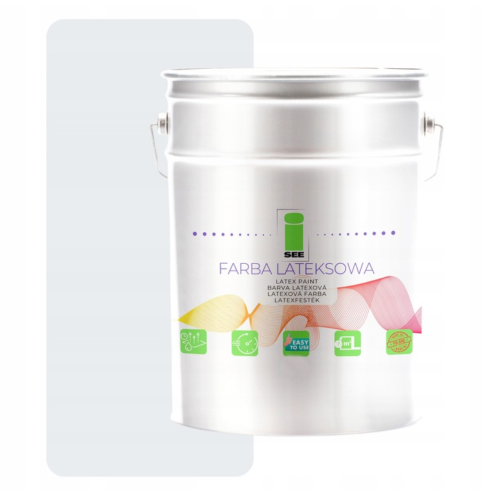 Vopsea latex pentru pereti, I SEE, alba ingalbenita cu albastru, 10L, mata, acoperire 7m2/L