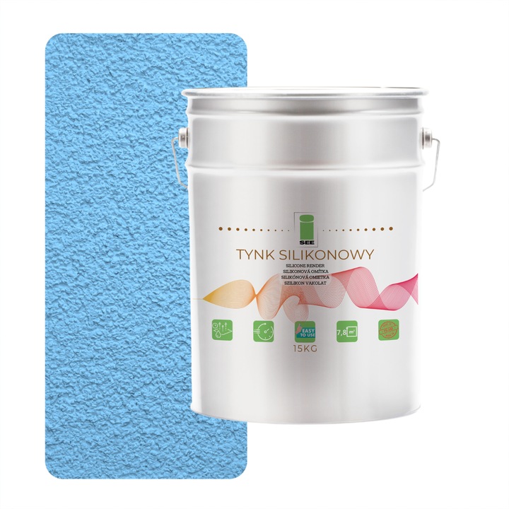 Tencuiala siliconata, I SEE, albastru, granulatie 1.5mm, 15kg