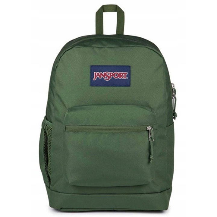 JanSport Cross Town Plus városi hátizsák, uniszex, 15 hüvelykes laptoprekesz, zöld, újrahasznosított poliészter