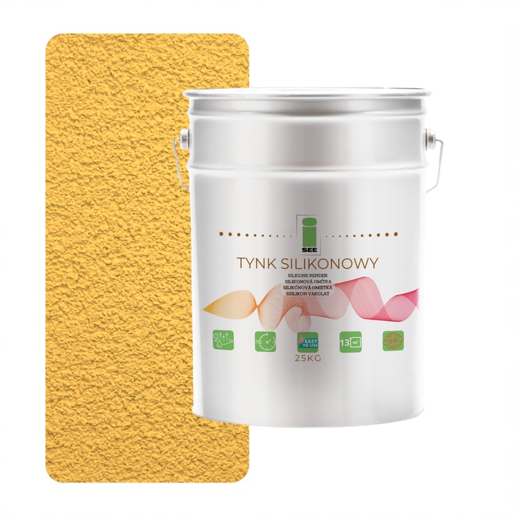 Tencuiala siliconica decorativa I SEE, galben piersica, granulatie 1.5mm, 25kg