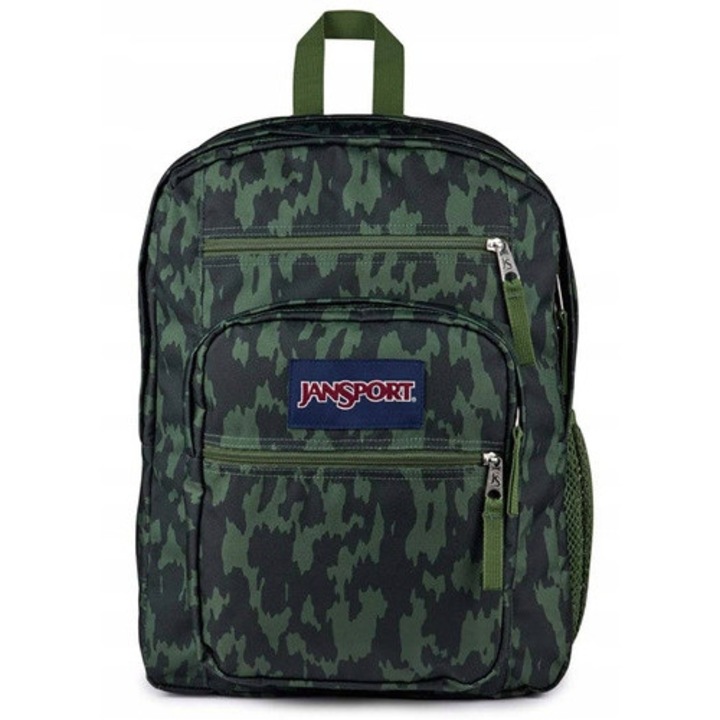 Rucsac JanSport Big Student, verde camuflaj, 34L, pentru laptop 15", cu bretele ergonomice