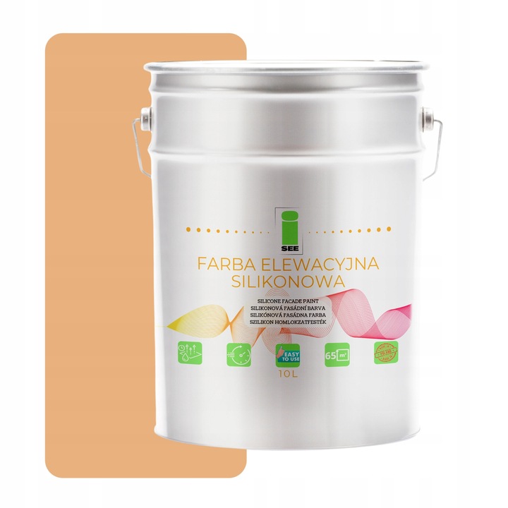 Vopsea siliconica pentru fatade I SEE, 10L, culoare lososie, mata, set disponibil
