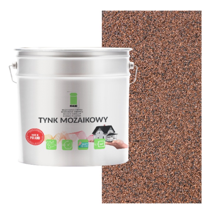 Tencuiala mozaic I SEE, 7kg, culoare bruna, textura baranek, utilizare interioara si exterioara
