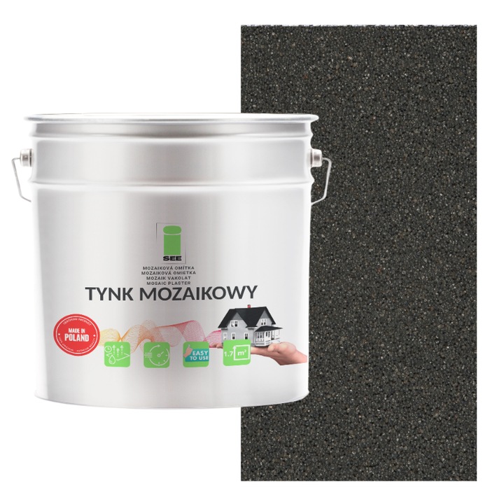 Tencuiala mozaic I SEE, grafit, 7kg, textura baranek, rezistenta la inghet
