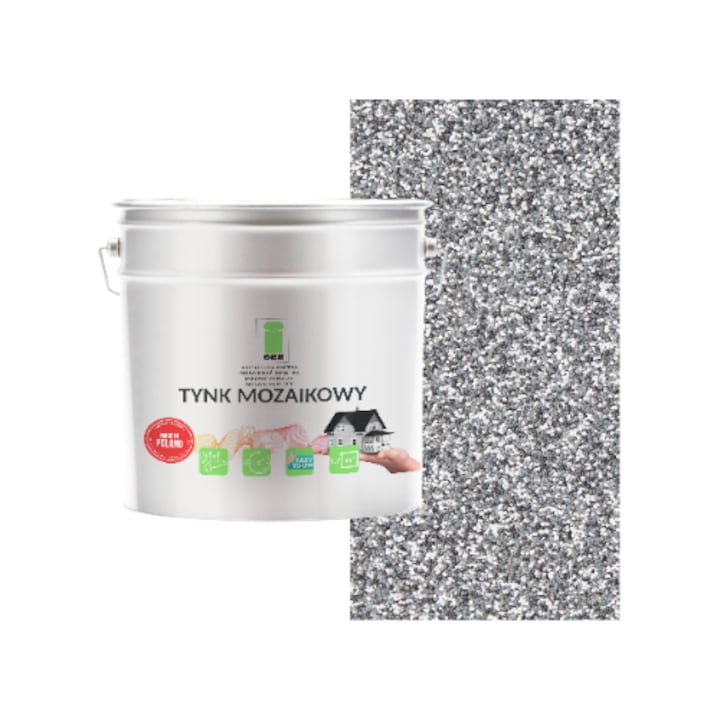 Tencuiala mozaic I SEE, 7 kg, gri, textura baranek, utilizare interioara si exterioara