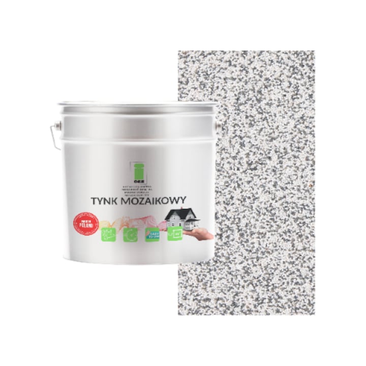 Tencuiala mozaic I SEE, gri deschis, 7 kg, textura baranek, rezistenta la inghet