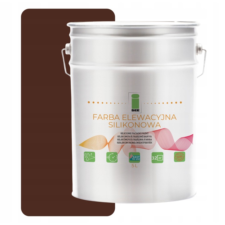 Vopsea siliconica pentru fatade, I SEE, mahon, 5L, mat, partial permeabila