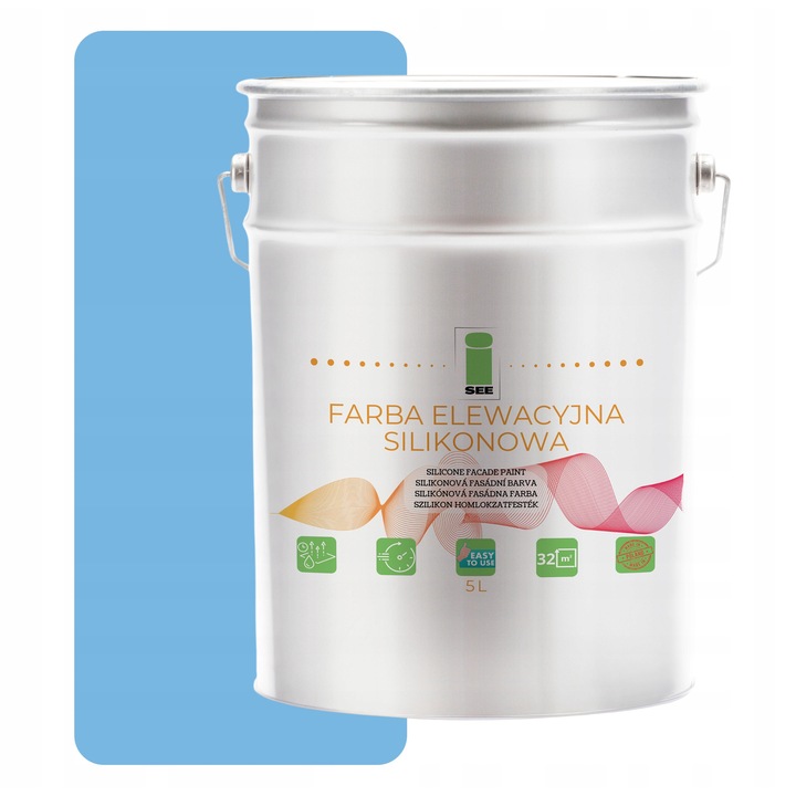 Vopsea siliconica pentru fatade I SEE F116, 5L, albastra, mata, partial permeabila la vapori