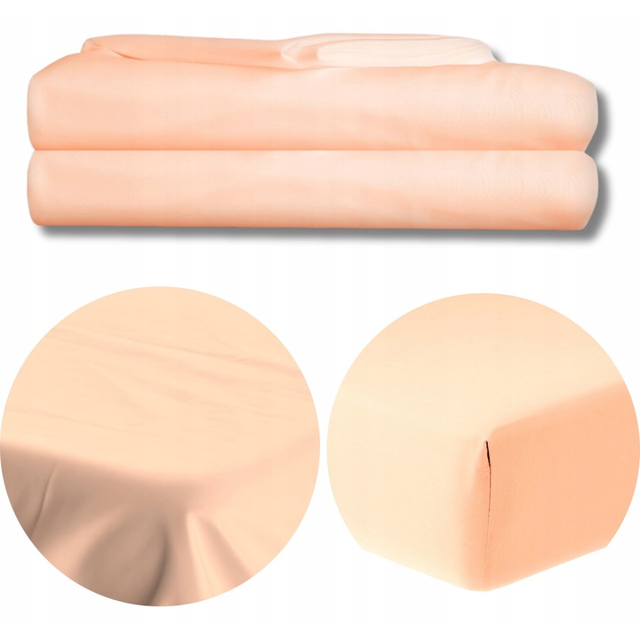 Cearsaf 160x200 cm Microfibra Culoare Piersica, Fara Elastic, Produs Romanesc