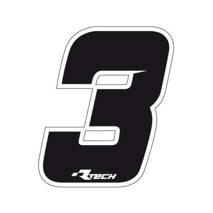 Стикер номер 3, Rtech, 11,5x14,5см, черен, комплект 10 броя